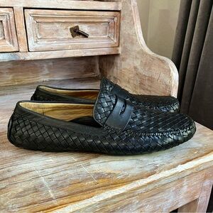 🖤 Robert Zur San Tropez Driving Loafer Size 11.5 Black Leather Woven